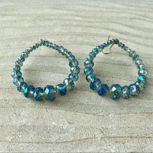 NWT Chrystal Dangle Loop Blue Earrings